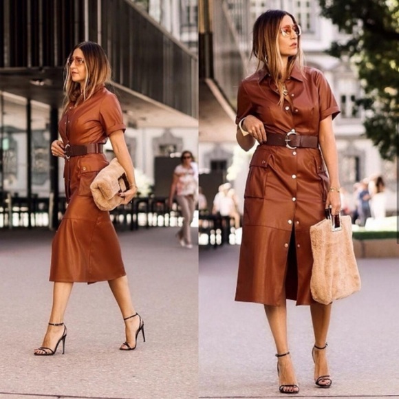 Zara Dresses & Skirts - Zara “bloggers favorite” leather midi dress